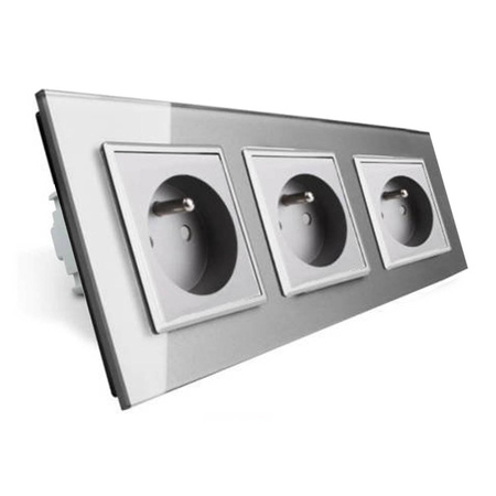 Gniazdo elektryczne srebrne z trzema portami 16A - 230V (VL-W03FR-64) Livolo