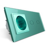 Gniazdo 230V 16A z podwójnym włącznikiem dotykowym i zieloną ramką (VL-C702EU-68) Livolo