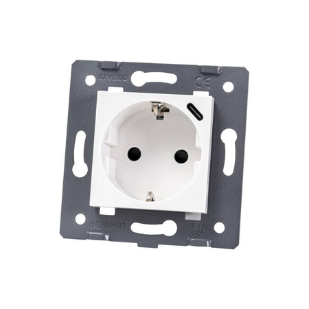 Wkład gniazda elektrycznego 16A z ładowarką USB-C 18W, biały (WG-71EU-S+USB-61) - Livolo