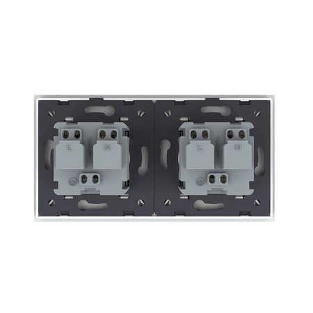 Gniazdo podwójne z bolcem 2 x 230V 16A z białym panelem szklanym (VL-W02FR-61) Livolo