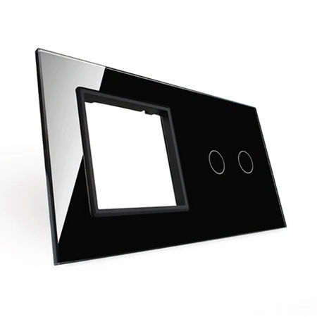 Podwójna czarna ramka szklana z miejscem na włącznik dotykowy (702G-62) Livolo