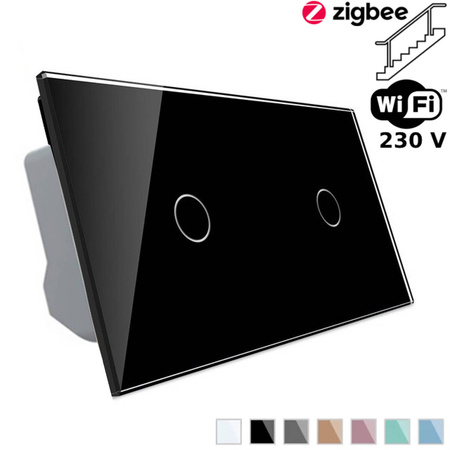 Włącznik dotykowy krzyżowo-schodowy 1 + 1 EC Wi-Fi, kolor czarny (VL-C7011SEC-62) Livolo