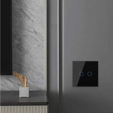 Podwójny włącznik dotykowy z panelem szklanym białym (VL-C702-61) LIVOLO