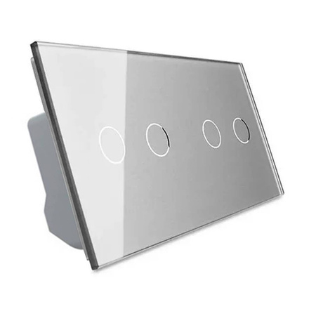 Podwójny włącznik dotykowy EC Wi-Fi ze srebrnym panelem szklanym 2+2 (VL-C7022EC-64) Livolo