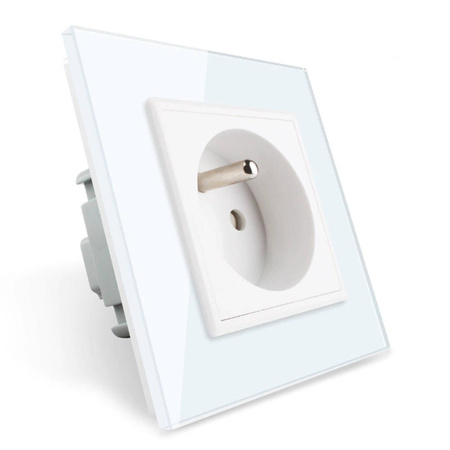 Gniazdo z bolcem 230V 16A z białym panelem szklanym (VL-W01FR-61) Livolo