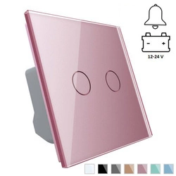 Podwójny włącznik dotykowy z różowym panelem szklanym 12-24V DC (VL-C702CH-67) LIVOLO