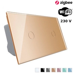 Włącznik dotykowy Wi-Fi z podwójnym panelem szklanym w kolorze złotym (VL-C7011EC-63) Livolo