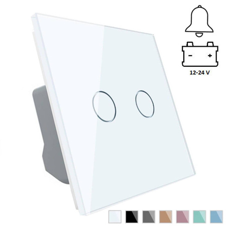 Włącznik dotykowy podwójny 12-24V DC z panelem szklanym białym (VL-C702CH-61) LIVOLO