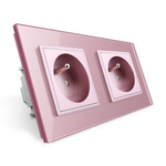 Gniazdo podwójne z bolcem 2 x 230V 16A i różowym panelem szklanym (VL-W02FR-67) Livolo