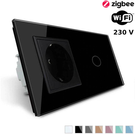 Inteligentny włącznik dotykowy z gniazdem elektrycznym, czarny (VL-C701ECG-62) LIVOLO