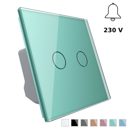 Włącznik podwójny dotykowy z zielonym panelem szklanym FIBARO (VL-C702IH-68) Livolo