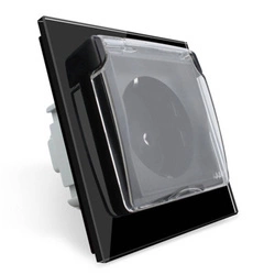 Gniazdo 230V 16A z czarnym panelem szklanym i nakładką ochronną (VL-W01EUNW-62) LIVOLO