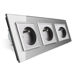 Gniazdo elektryczne srebrne z trzema portami 16A - 230V (VL-W03FR-64) Livolo
