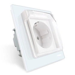 Gniazdo 230V 16A z białym panelem szklanym i nakładką zabezpieczającą (VL-W01EUNW-61) LIVOLO