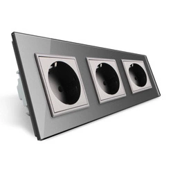 Srebrne gniazdo elektryczne z trzema portami 16A - 230V (VL-W03EU-64) Livolo