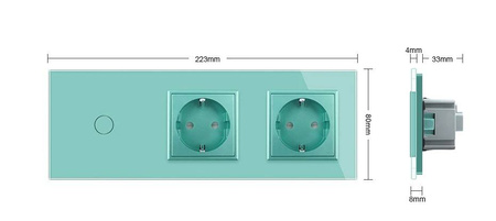 Gniazdo podwójne 230V 16A z dotykowym włącznikiem i szklanym panelem czarnym (VL-C701GG-62) Livolo