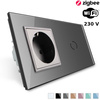 Inteligentny włącznik dotykowy Wi-Fi z gniazdem elektrycznym srebrny (VL-C701ECG-64) Livolo