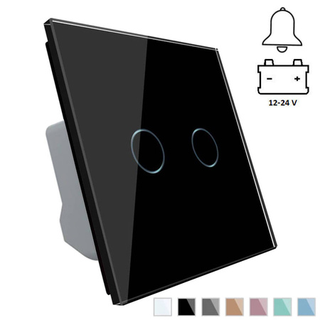 Włącznik dotykowy podwójny 12-24V DC z czarnym panelem szklanym (VL-C702CH-62) LIVOLO
