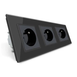Gniazdo elektryczne 3x16A z bolcem, czarne, 230V (VL-W03FR-62) LIVOLO